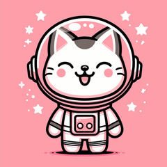 Neon Pink Space Journey with Cat