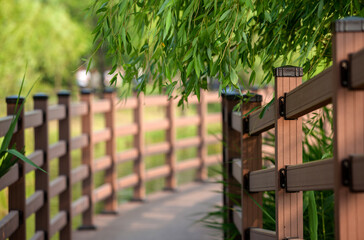 View of the wooden footpath with the guardrails