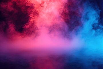 Obraz na płótnie Canvas Fog in red blue neon light on black background.