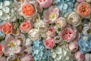 Elegant Bouquet of Roses and Tulips in Pastel Tones