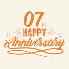 7th Happy Anniversary Celebration Vector Design, Seven Years Anniversary