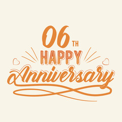 6th Happy Anniversary Celebration Vector Design, Six Years Anniversary