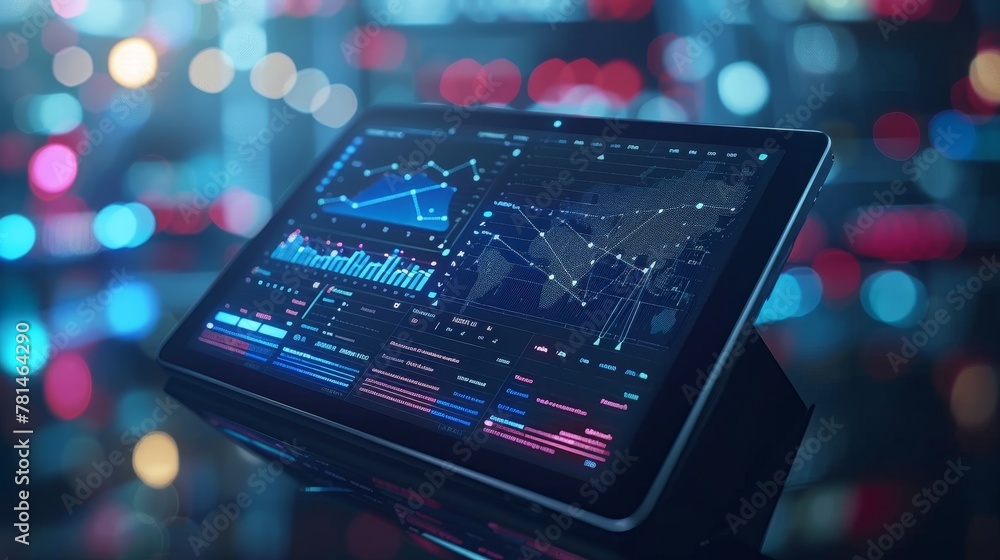 Poster cloud applications: a tablet showcasing a cloud-based software application