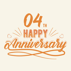 4th Happy Anniversary Celebration Vector Design, Four Years Anniversary