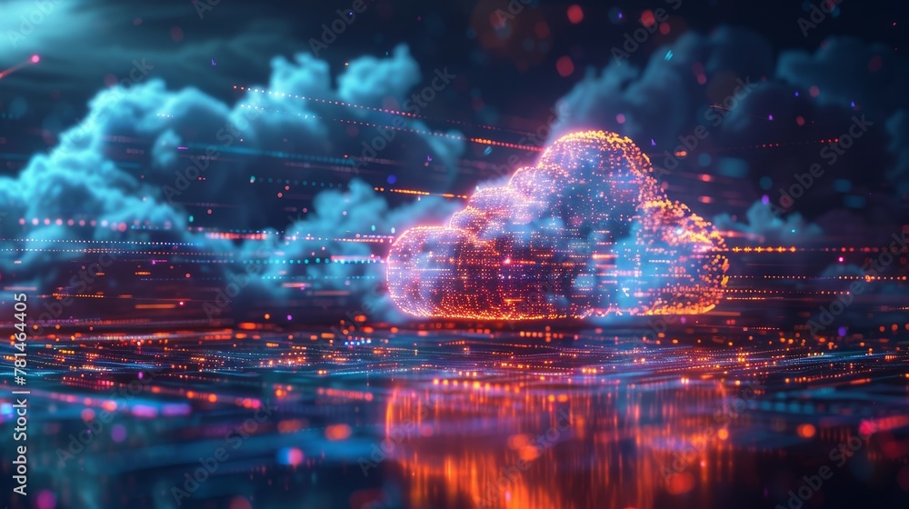 Poster cloud computing: a cloud services platform interface, showcasing user-friendly features