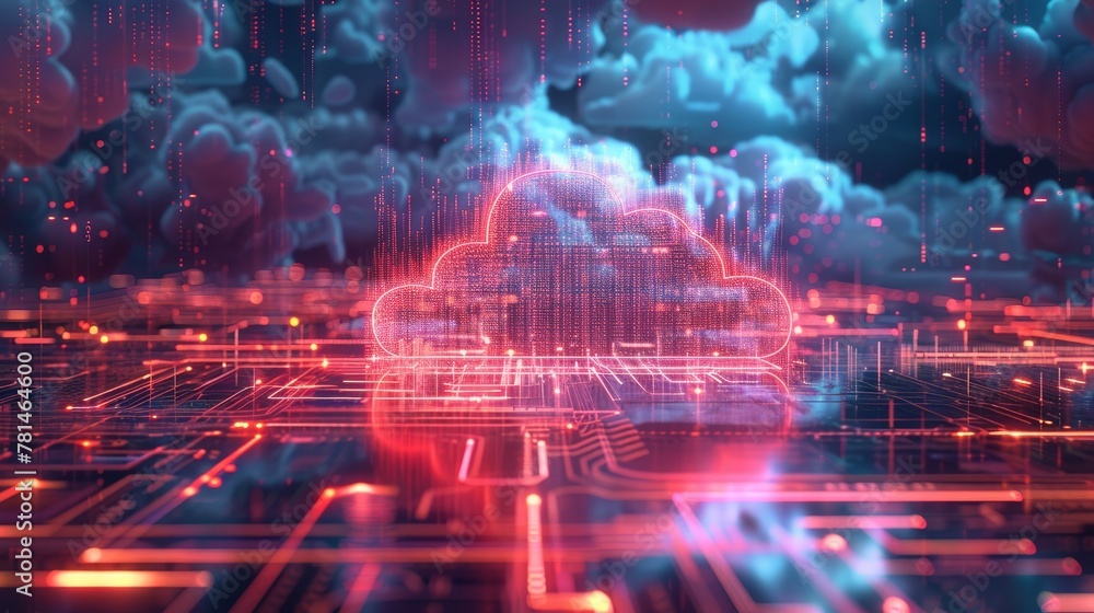 Poster cloud computing with scalable infrastructure, emphasizing the flexibility of cloud services