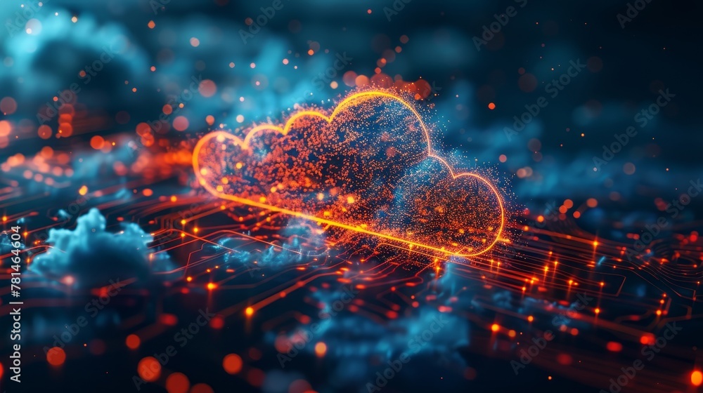 Aufkleber cloud computing with secure data transmission, emphasizing the reliability of cloud services