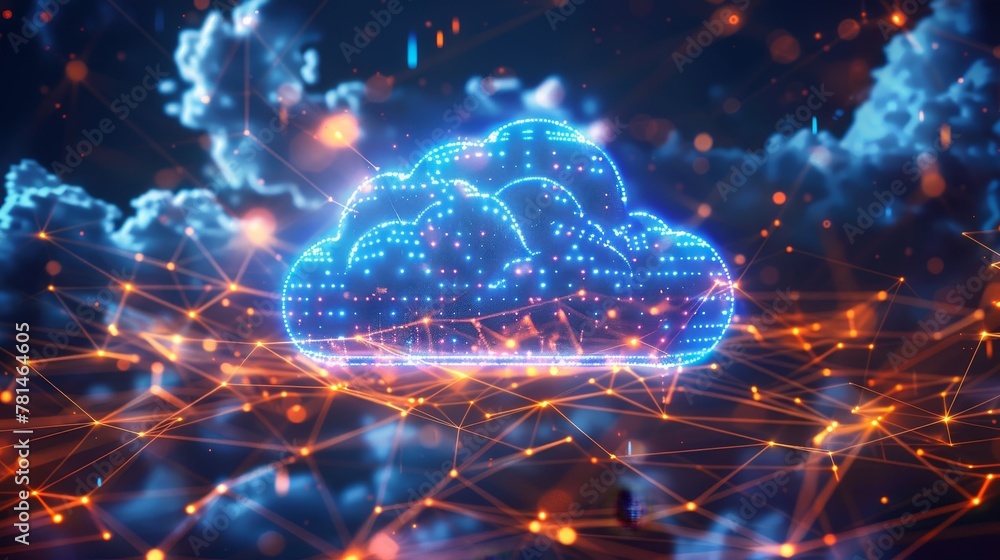 Poster cloud computing with virtualized resources, showcasing the flexibility of cloud services