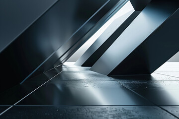 Modern Geometric Shapes on a Glossy Surface with Shadows