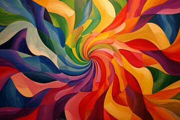 A vibrant painting featuring a mesmerizing swirl of various vivid colors, A swirling kaleidoscope...