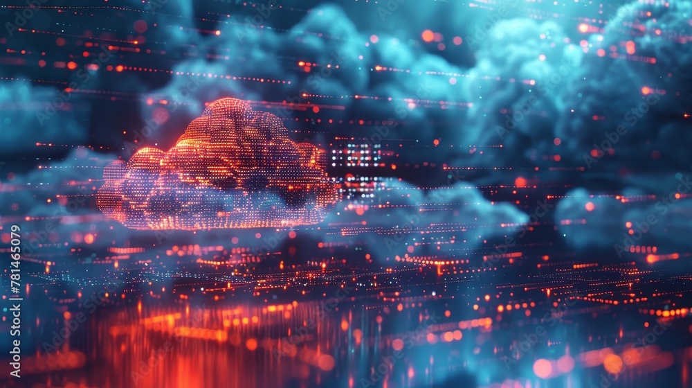 Poster cloud networking: a futuristic concept image showing cloud networking in a digital environment