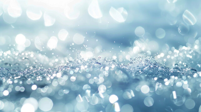 The image is of a body of water with a lot of small, sparkling water droplets
