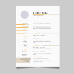 Fototapeta na wymiar Professional resume business layout, Creative cv template vector minimalist elegant design 