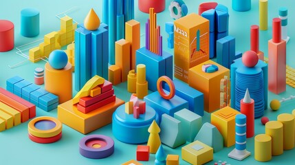 Infographic Template: A 3D vector illustration of a versatile infographic template that can be easily customized