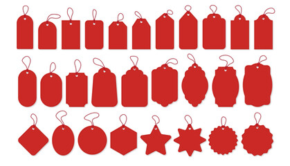 Red tags with string realistic elegant