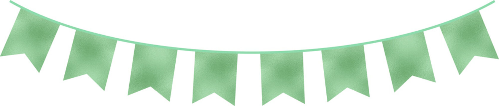 Colorful bunting flags with a shimmering foil texture for birthday celebrations and parties