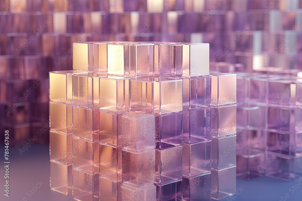 Poster Abstract background with structure of cubes. Colorful cubes texture for technology backdrop.