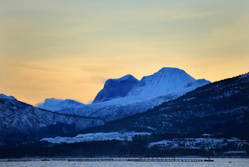 View at the winter mountains near Molde (More og Romsdal, Norway). - 781468052
