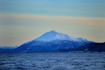 View at the winter mountains near Molde (More og Romsdal, Norway). - 781468055