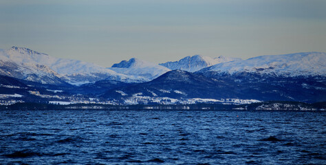 View at the winter mountains near Molde (More og Romsdal, Norway). - 781468084