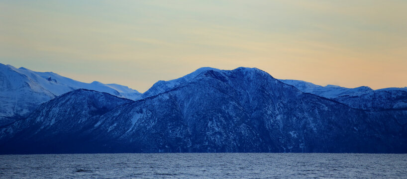 View at the winter mountains near Molde (More og Romsdal, Norway).