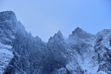 Trollveggen mountains in winter (Norway).