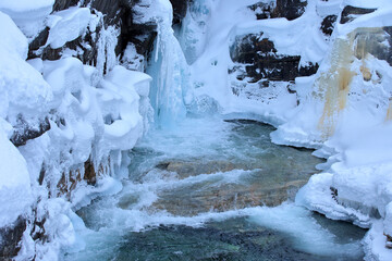 Ice waterfall near Bjorli, Norway.