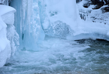 Ice waterfall near Bjorli, Norway. - 781468691