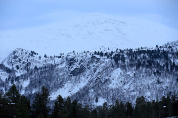 Winter mountains near Bjorli, Norway. - 781468848