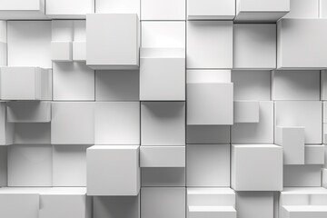 Random shifted white cube boxes block background wallpaper banner with copy space