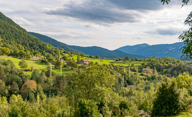 Valle de Hecho, Huesca, Spain. Rural landscape in Pyrenees.