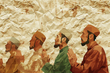 Muslim people praying - obrazy, fototapety, plakaty