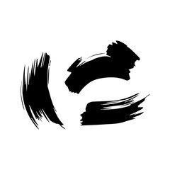 Paint brush. Black ink grunge brush strokes. Vector paintbrush set. Grunge design elements. Painted ink stripes. Creative isolated spots. Ink smudge abstract shape stains and smear