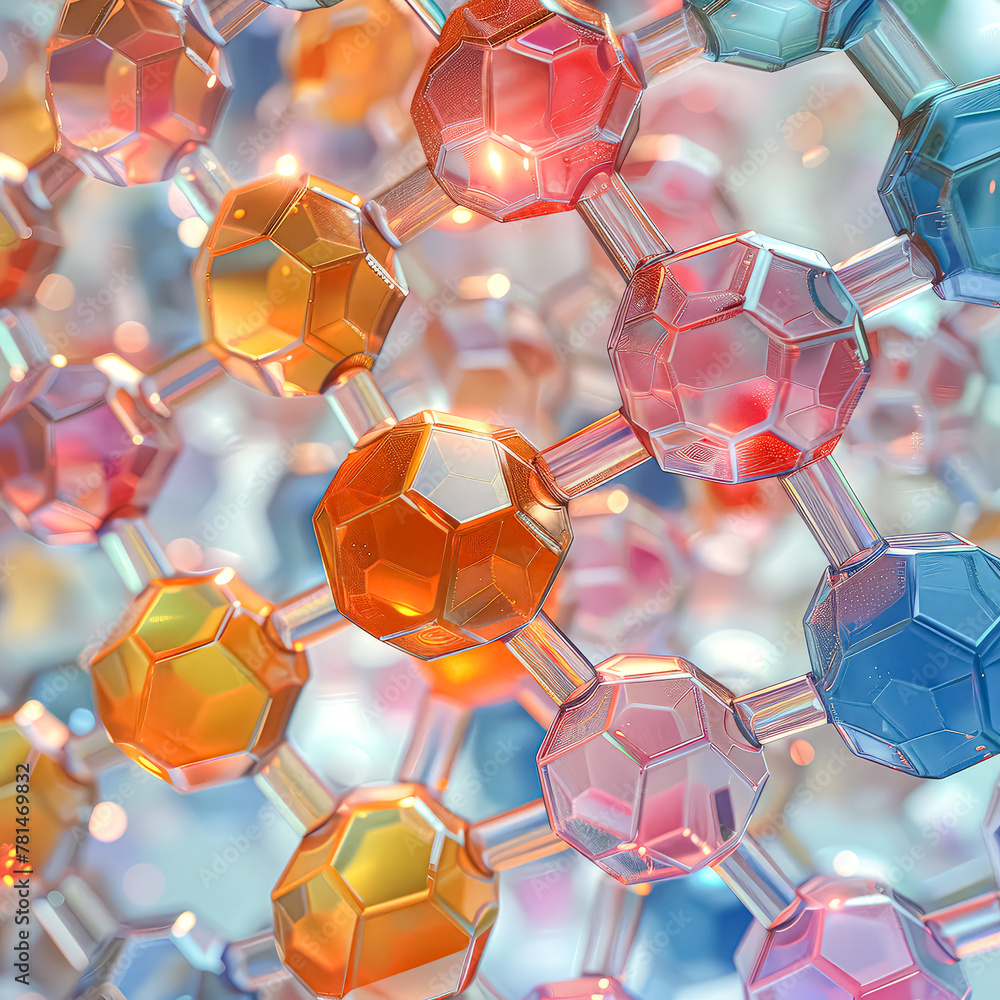 Poster a colorful array of small spheres, each with a different color, are arranged in a pattern. the spher