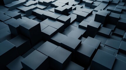 Monochromatic 3D cubes in varying heights. Close-up macro shot with copy space