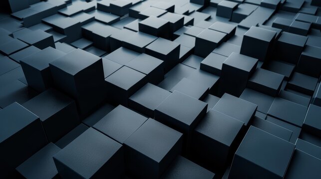 Fototapeta Monochromatic 3D cubes in varying heights. Close-up macro shot with copy space