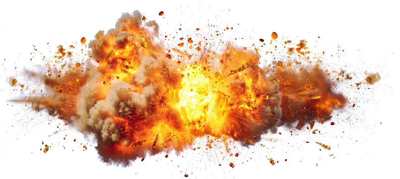 Big explosion effect, realistic explosions boom, realistic fire explosion isolated on white background
