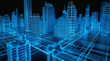 3D holographic projection Blue Technology digital city