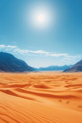 Fototapeta na wymiar A sprawling desert expanse with a cloudless azure sky above.