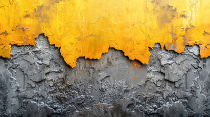 Yellow, brown, gray abstract design background. The color gradient. Painted old concrete wall with lagging plaster. Saturated tones, smooth color transitions. Graphic Art paint. Copy space.