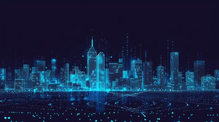 3D holographic projection Blue Technology digital city
