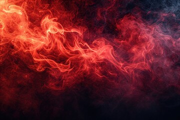 Red smoke or flame texture on a black background. Texture and abstract art - Powered by Adobe