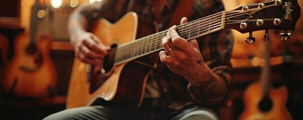 Obraz premium Luthier, Guitar Maker, Working In The Workshop