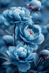 Ethereal Blue Peonies in Moody Garden Setting
