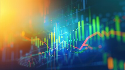 Digital candlesticks and line charts for business financial investment trade market. AI generated