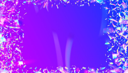 Festive Tinsel. Glare Abstract Illustration. 3d Texture. Hologram Glitter. Falling Ribbon. Purple Laser Burst. Rainbow Background. Digital Poster. Pink Festive Tinsel