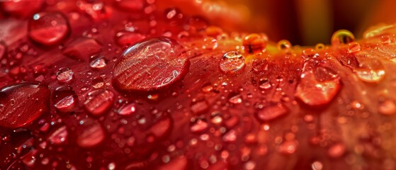 water drops on red background