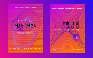 Sound Banner. Pink Discotheque Magazine. Psychedelic Audio Invitation. Dj Design. Green Techno Set. Trance Cover. Edm Concert Element. Violet Sound Banner
