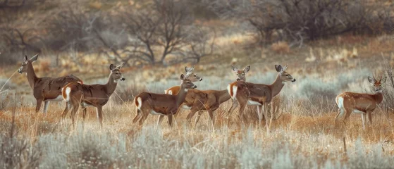 Photo sur Aluminium Antilope herd of deer in the woods