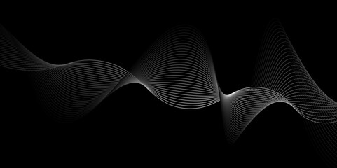 Design elements. Wave of many white lines.black and white wavy stripes background.Vector abstract background with dynamic waves, Abstract design. Vector illustration.